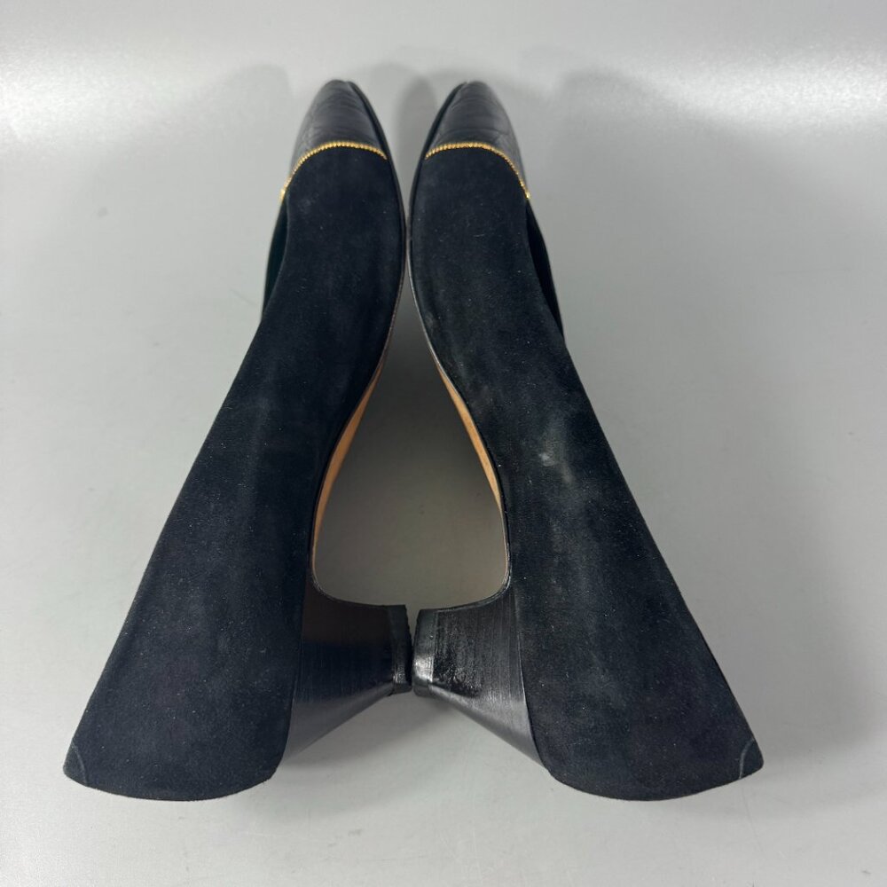 Authentic Gucci 70's-80's Black Suede/Leather w/ Micro GG Logo Pumps, Size 38.5 - Picture 7 of 14